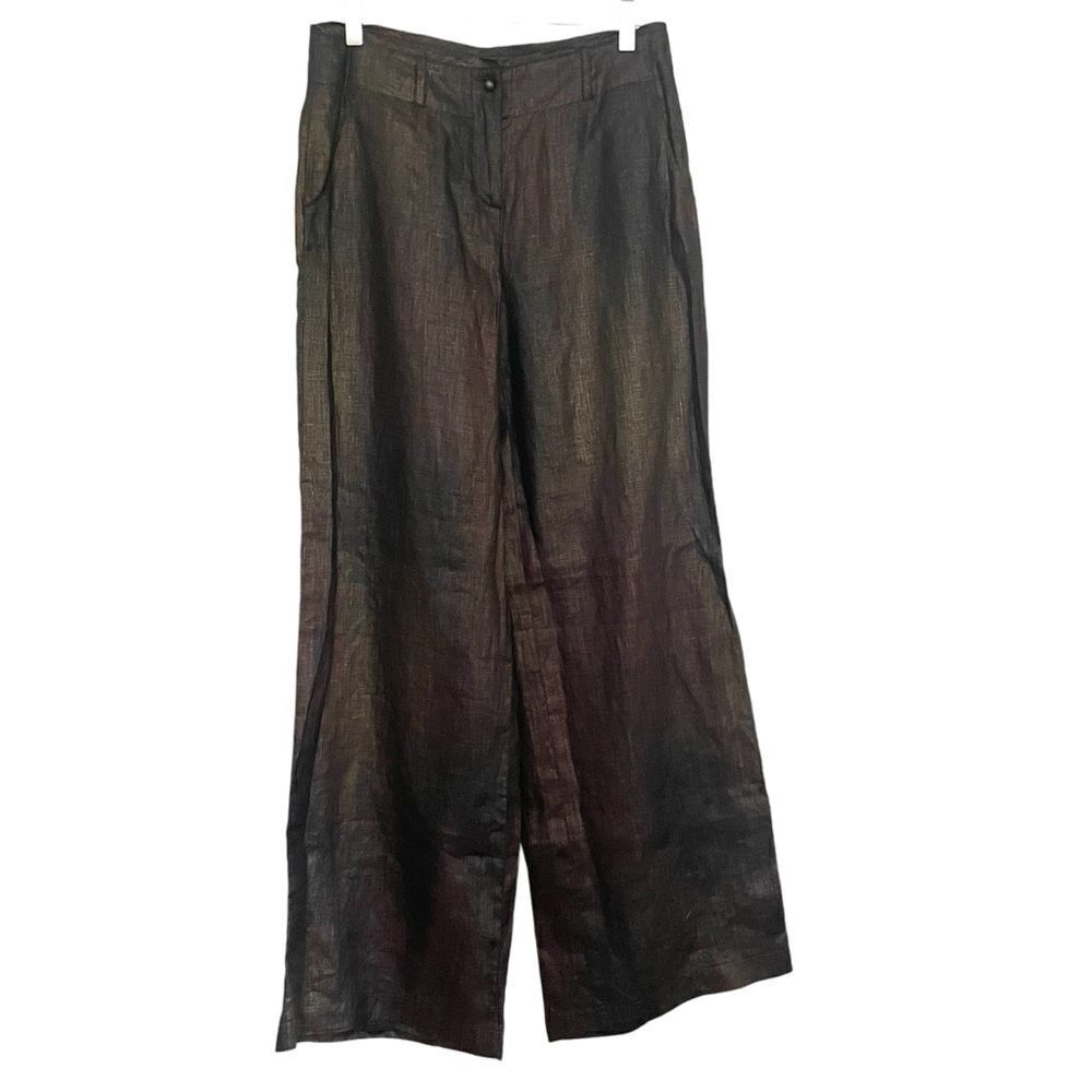 Mondi New with Tags 100% Linen Dark Copper Wide Leg Trouser
